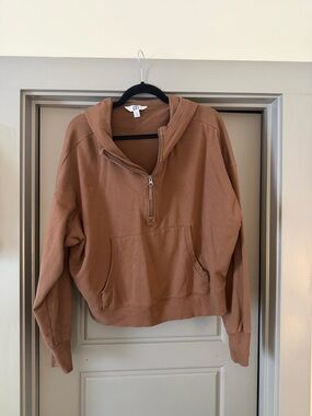 Target Women's Half-Zip Hoodie in Rust Brown